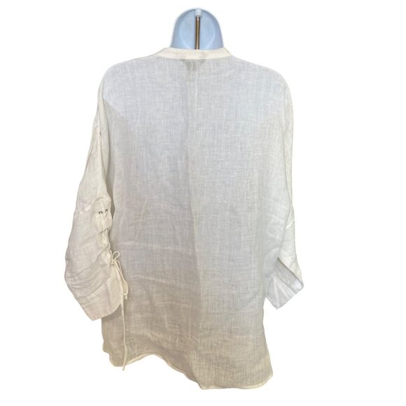 Nic + Zoe White Linen Blouse Women’s S Sheer Lightweight Tunic Top Minimalist - Picture 3 of 9